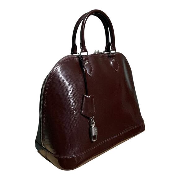 Louis Vuitton Epi Leather Alma GM Purple Handbag W/ Padlock Key and Dust Bag - Picture 15 of 16